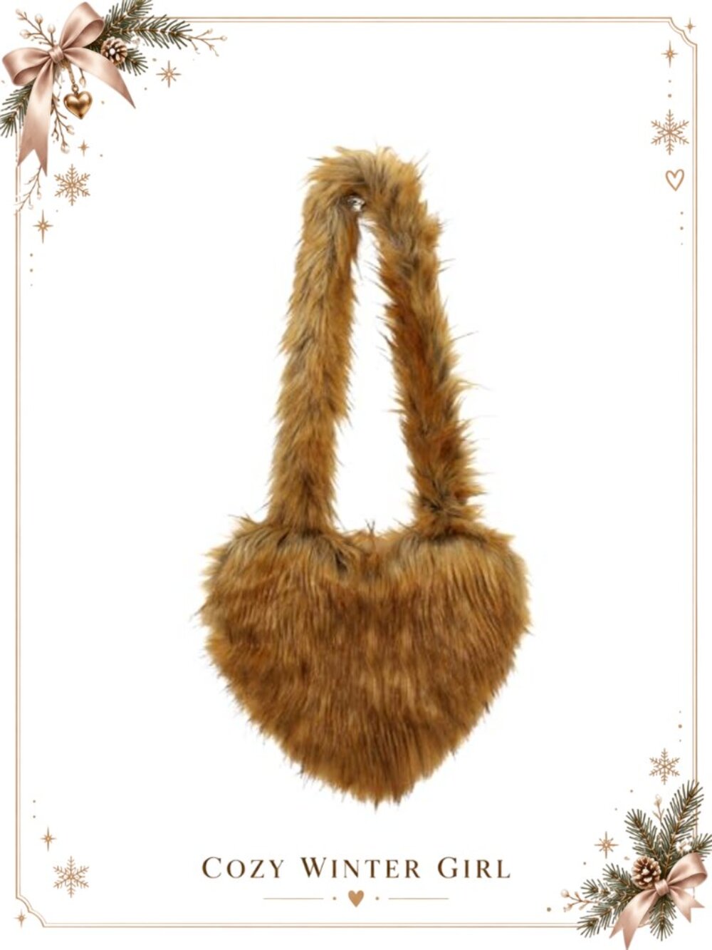 Faux Fur Heart Crossbody Shoulder Bag Fluffy Large Y2K Handbag